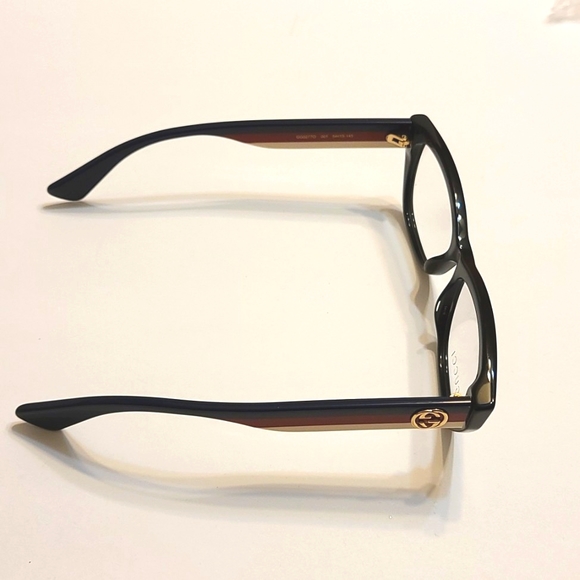 Authentic Gucci Black Blue Red Cream Stripe Logo Optical Frames - Picture 7 of 13